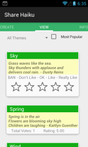 Share Haiku View Screen